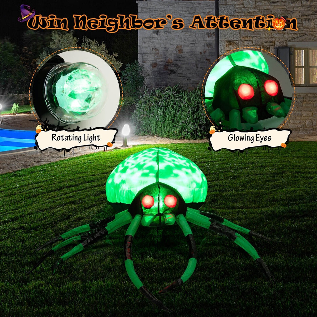 Araignée d'Halloween gonflable effrayante de 1,52 m de long avec toile d'araignée et LED