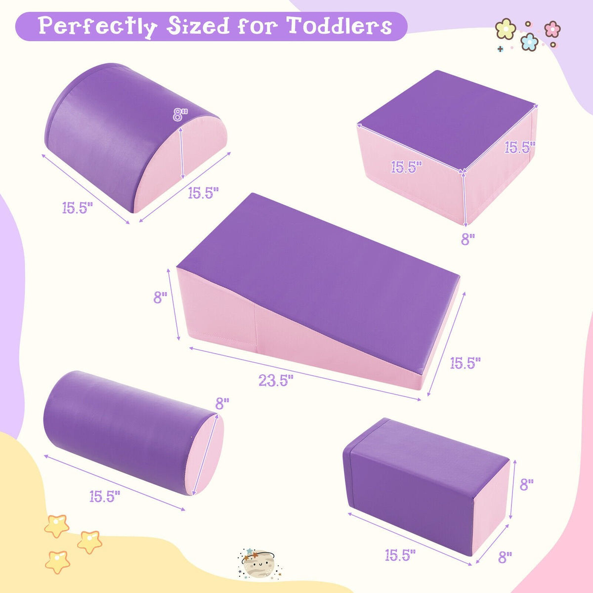 Juego de 5 piezas para trepar y gatear para niños - Morado