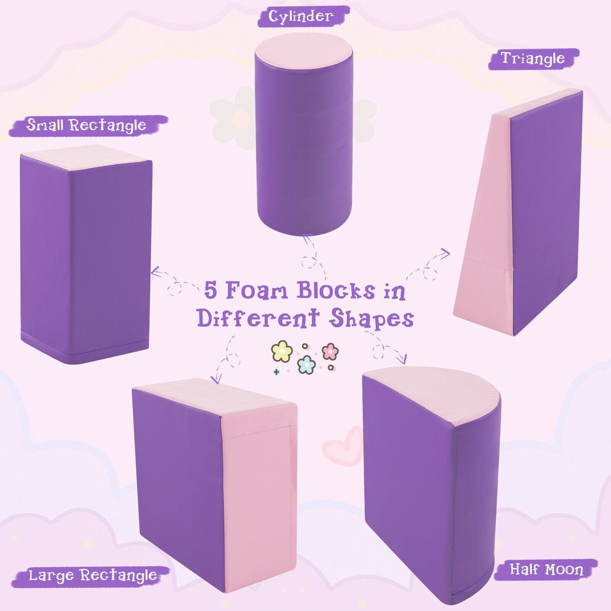 Juego de 5 piezas para trepar y gatear para niños - Morado
