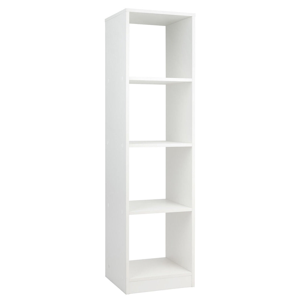 5 Tier Narrow Bookshelf with 4 Cubes and 4 Anti Tipping Kits, White