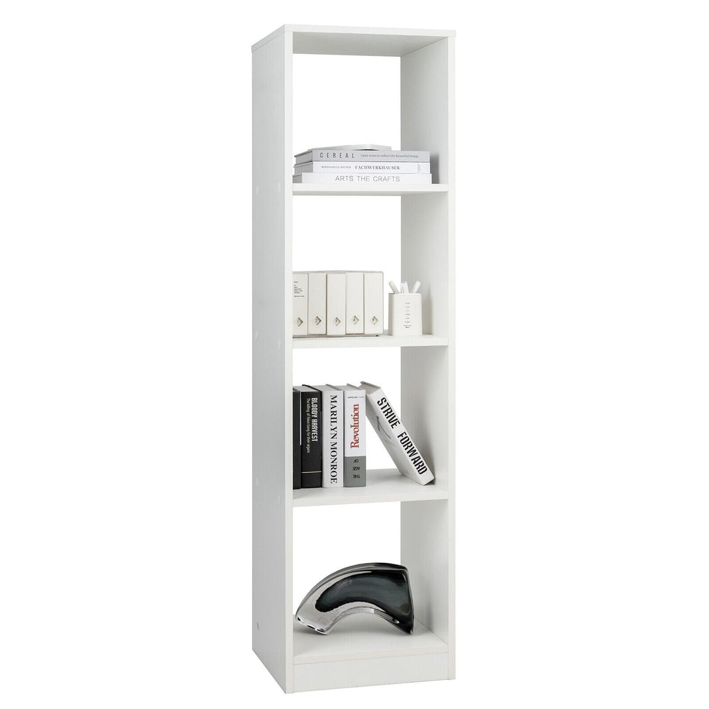 5 Tier Narrow Bookshelf with 4 Cubes and 4 Anti Tipping Kits, White
