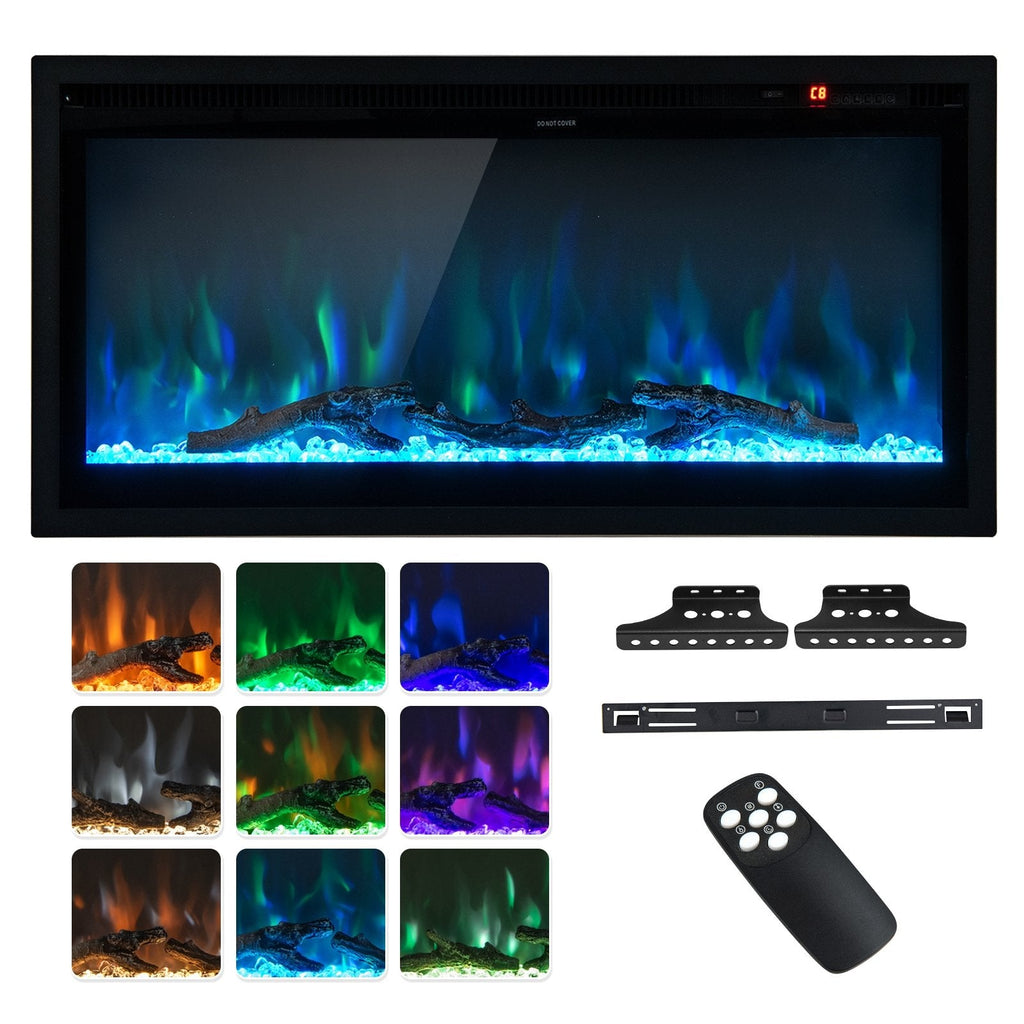 Elektrischer Wand-Kamin mit Fernbedienung und einstellbarer Farbe und Helligkeit – 36 Zoll