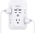 Regleta de alimentación USB con protector contra sobretensiones, 5 enchufes, 4 puertos USB, 1800J, para el hogar y la oficina