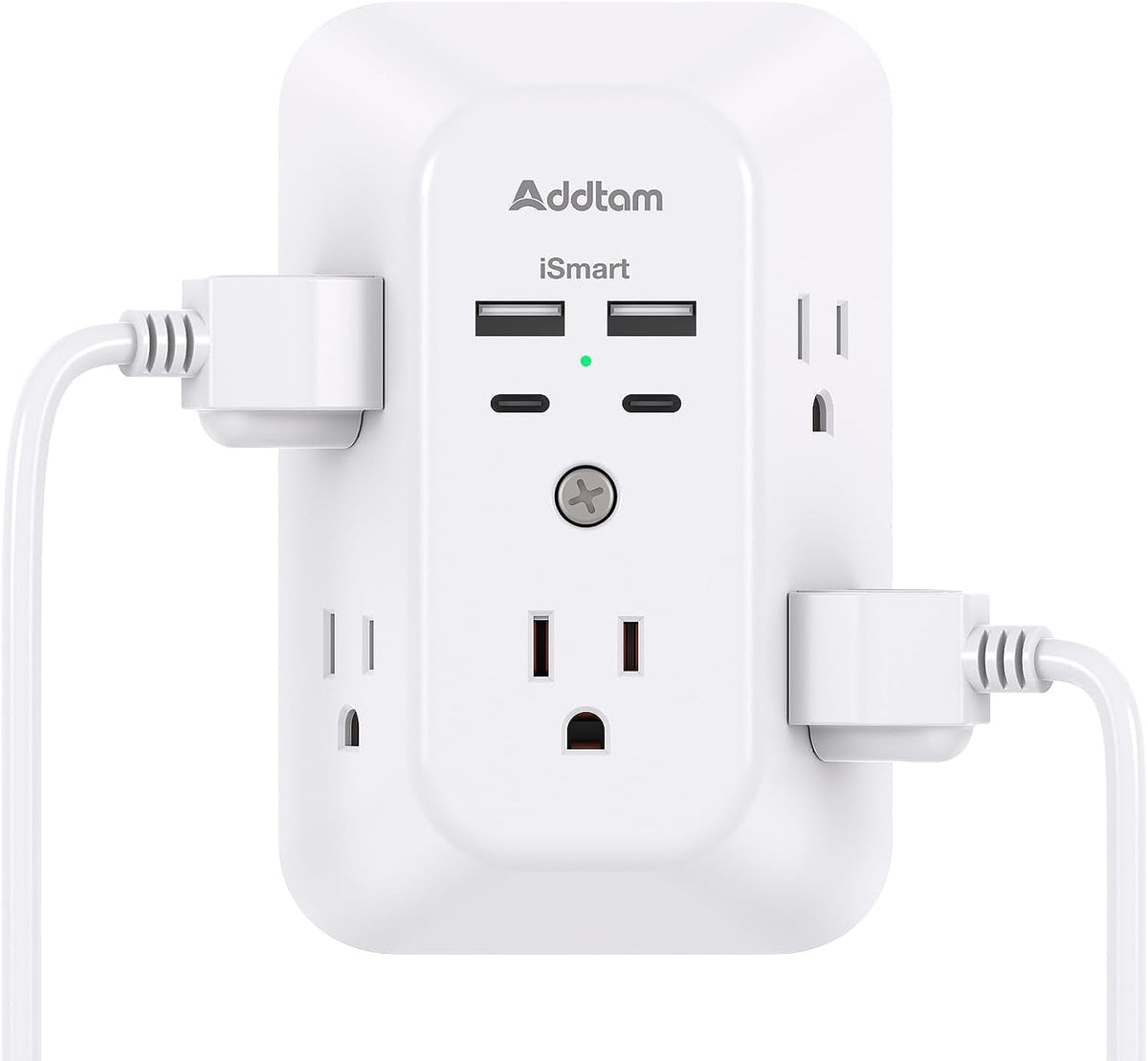 Regleta de alimentación USB con protector contra sobretensiones, 5 enchufes, 4 puertos USB, 1800J, para el hogar y la oficina