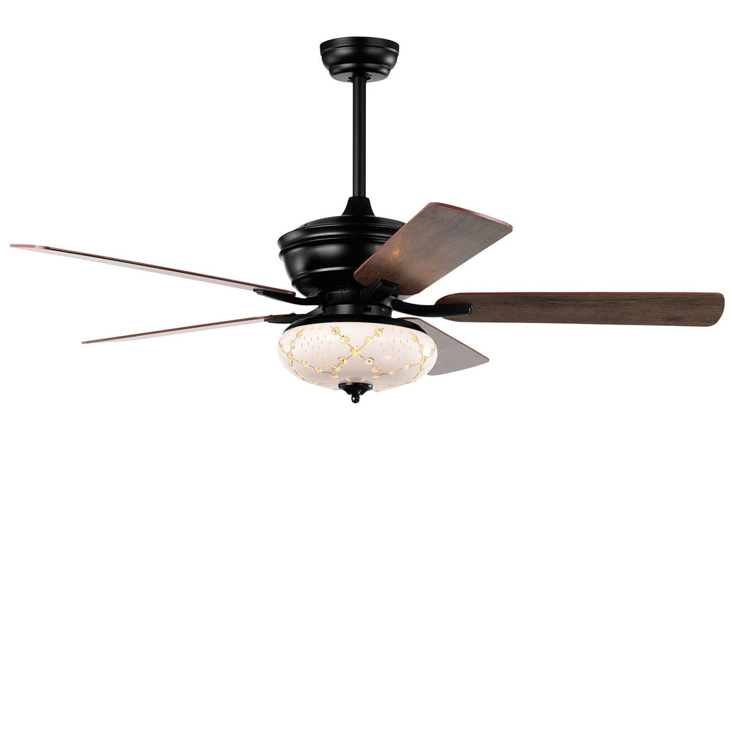 52-Zoll-Deckenventilator mit 3 Geschwindigkeitsstufen und 5 umkehrbaren Flügeln – Schwarz
