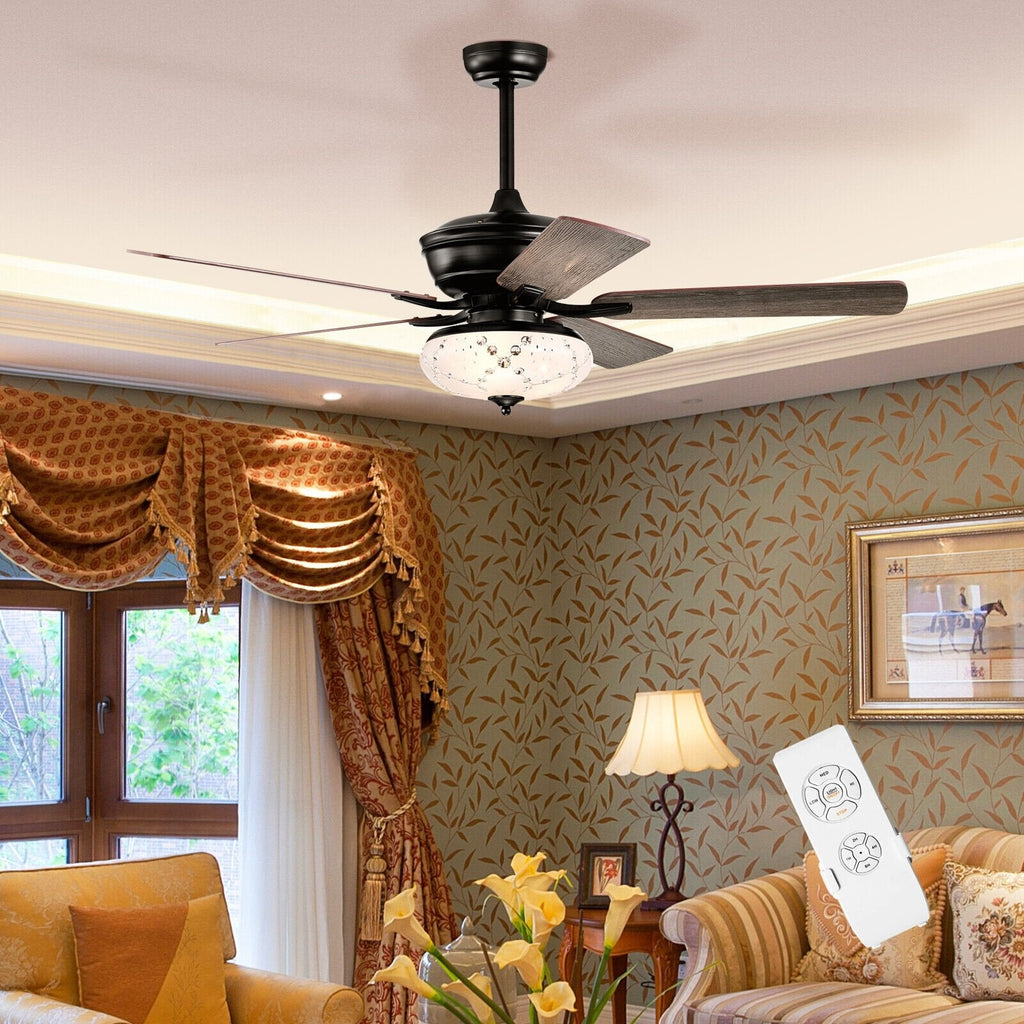 52-Zoll-Deckenventilator mit 3 Geschwindigkeitsstufen und 5 wendbaren Flügeln – Grau