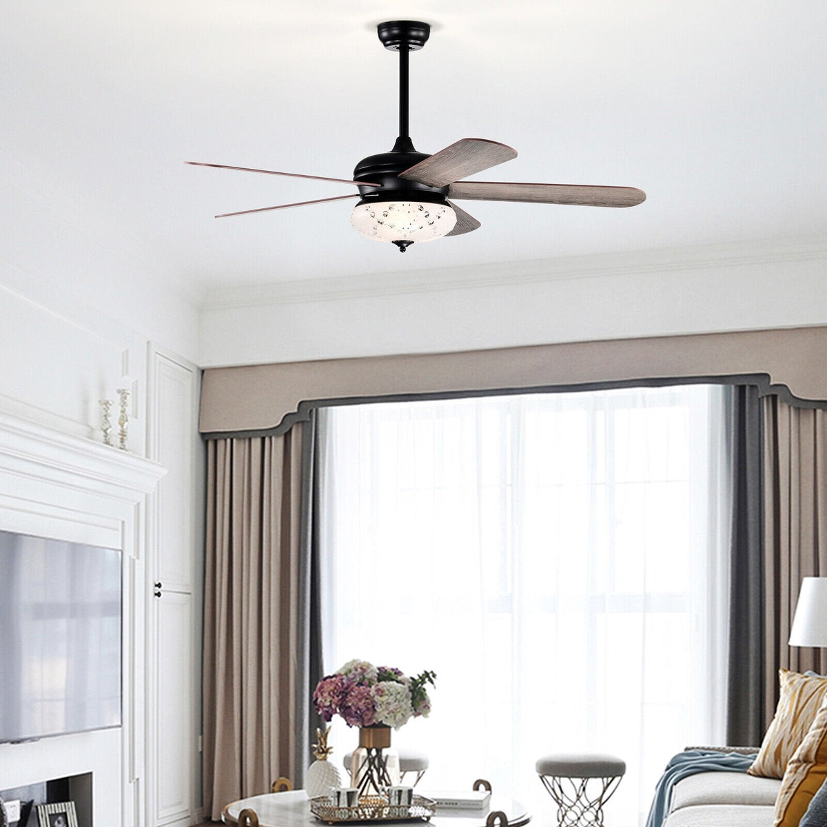 52-Zoll-Deckenventilator mit Fernbedienung – Eiche