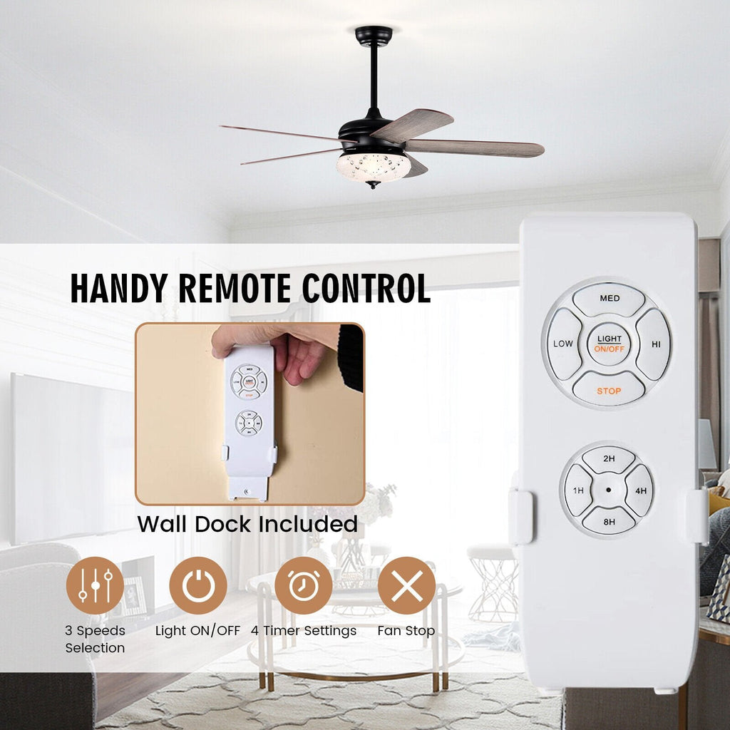 52-Zoll-Deckenventilator mit Fernbedienung – Eiche