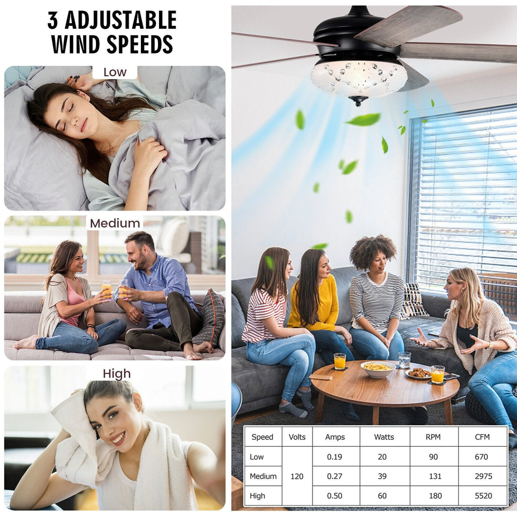 52-Zoll-Deckenventilator mit Fernbedienung – Eiche