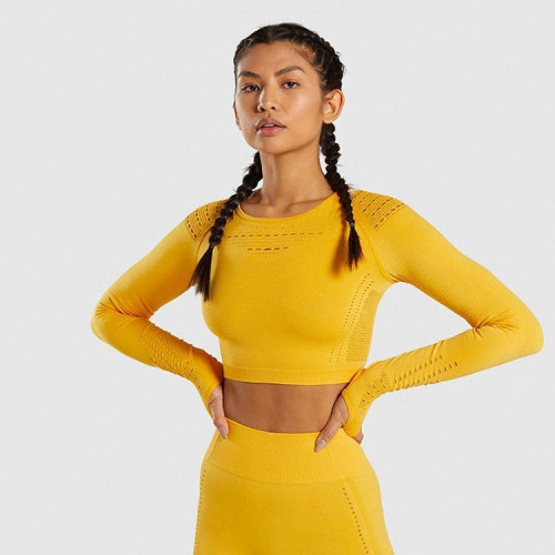 Schnelltrocknende nahtlose Yoga-Bekleidung – Sport-T-Shirt für Damen