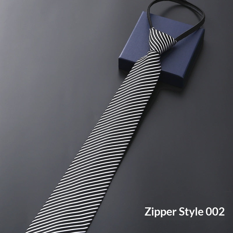 Corbata de cremallera formal para hombre con rayas azules