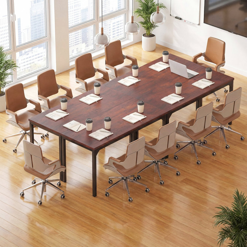 Table de conférence de 55 pouces avec cadre métallique robuste – Marron