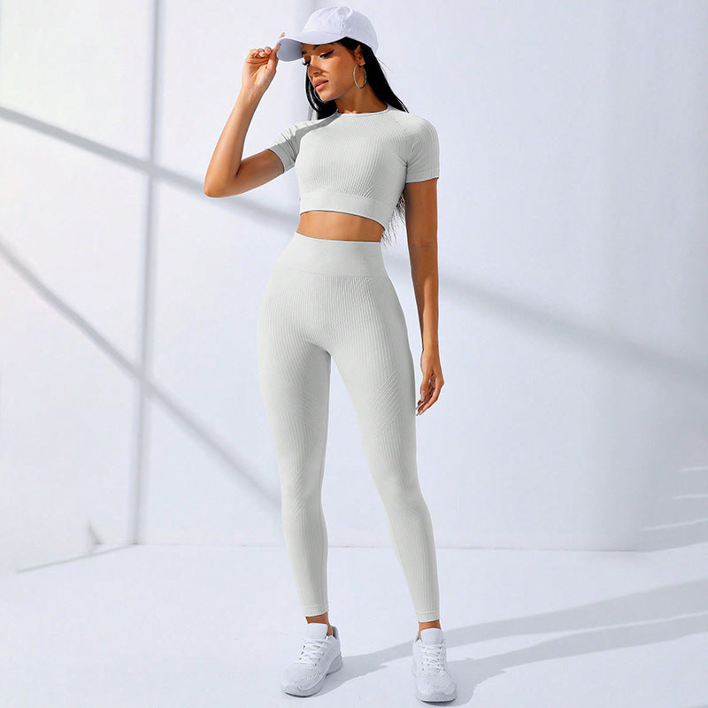 Damen-Yoga-Set mit hoher Taille – 2-teiliges Sport-Outfit mit Sport-BH und Leggings
