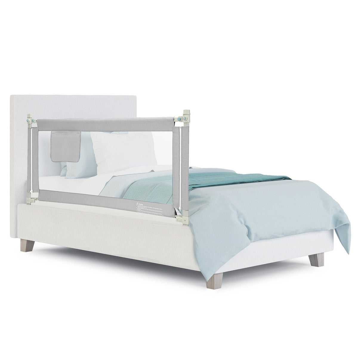 Barrière de lit bébé à levage vertical pour tout-petits, 57 pouces, avec verrouillage – grise