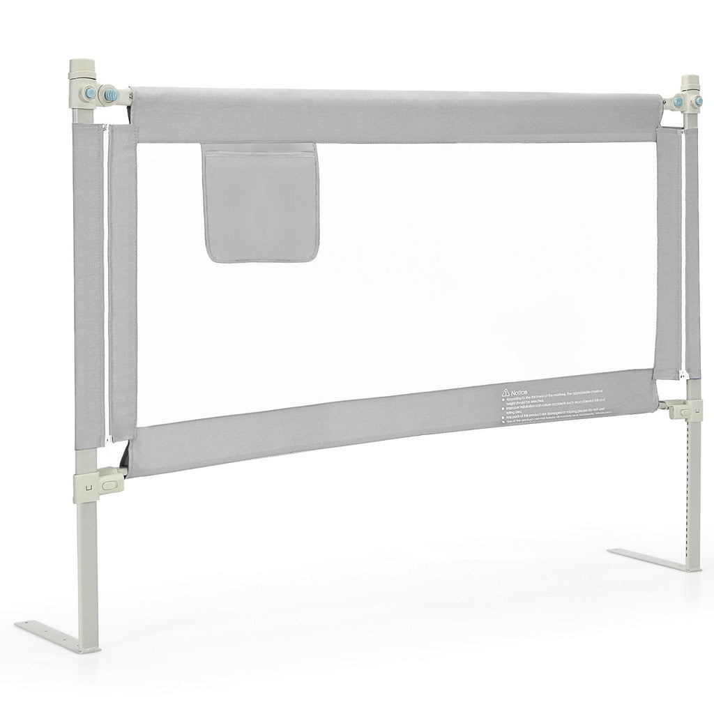 Barrière de lit bébé à levage vertical pour tout-petits, 57 pouces, avec verrouillage – grise