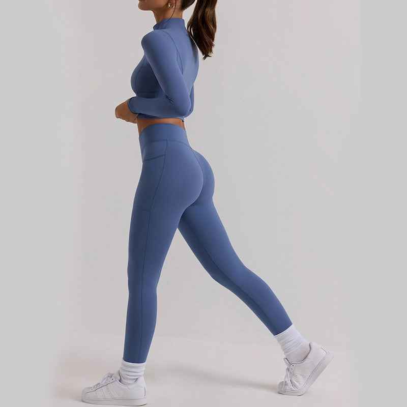 Damen-Yoga-Workout-Set mit langen Ärmeln – Trainingsoutfit mit Oberteil und Hose