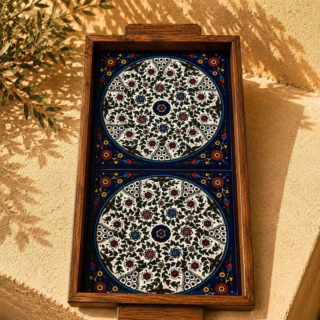 Handmade Palestinian Rectangular Ceramic Serving Tray –  6 × 12 in
