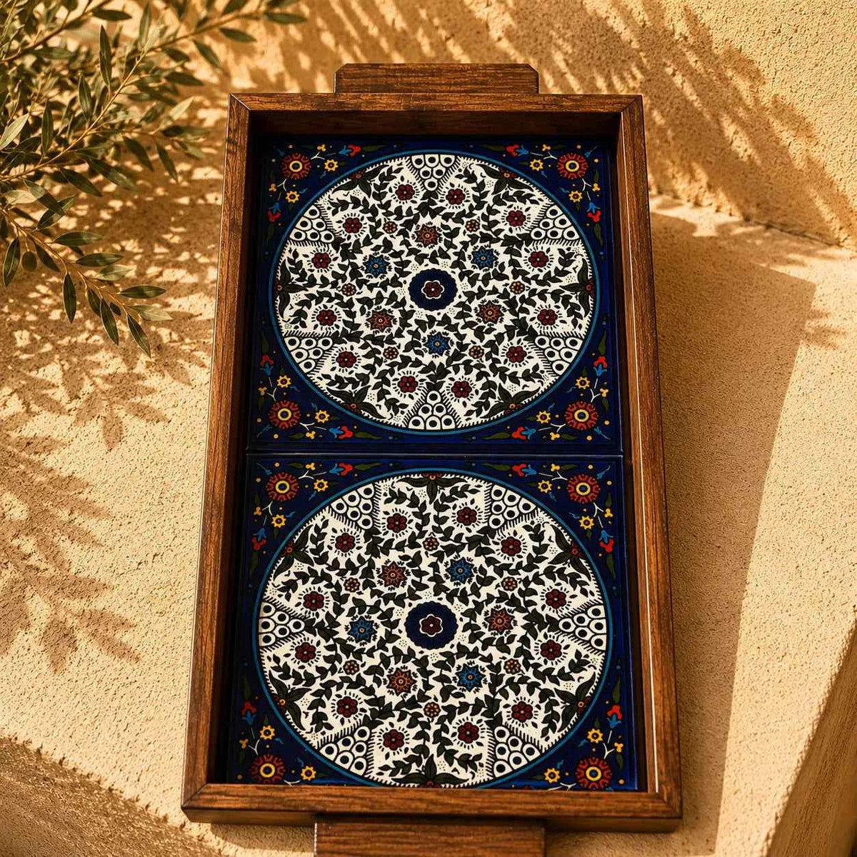 Handmade Palestinian Rectangular Ceramic Serving Tray –  6 × 12 in