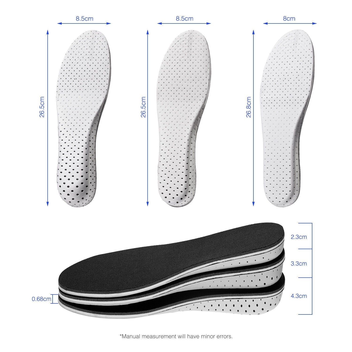 Men Women Invisible Height Increase Insoles Heel Lift Taller Shoe Puce Gaia