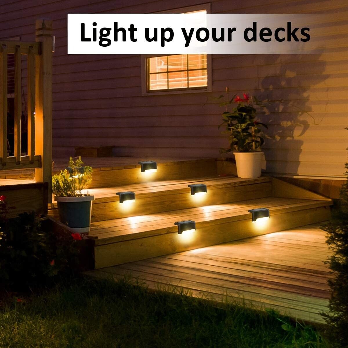 Solar Deck Lights Outdoor — 8-Pack Waterproof LED Step & Stair Lamps
