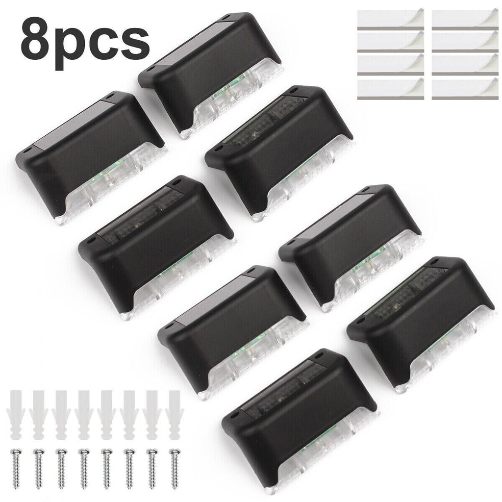 Solar Deck Lights Outdoor — 8-Pack Waterproof LED Step & Stair Lamps