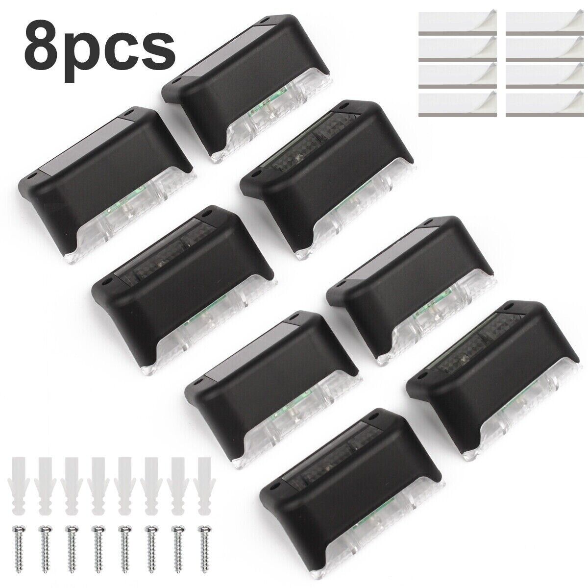 Solar Deck Lights Outdoor — 8-Pack Waterproof LED Step & Stair Lamps
