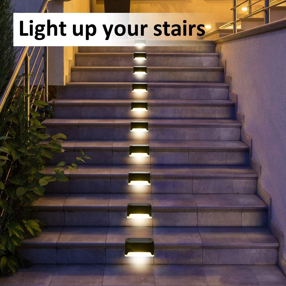 Solar Deck Lights Outdoor — 8-Pack Waterproof LED Step & Stair Lamps