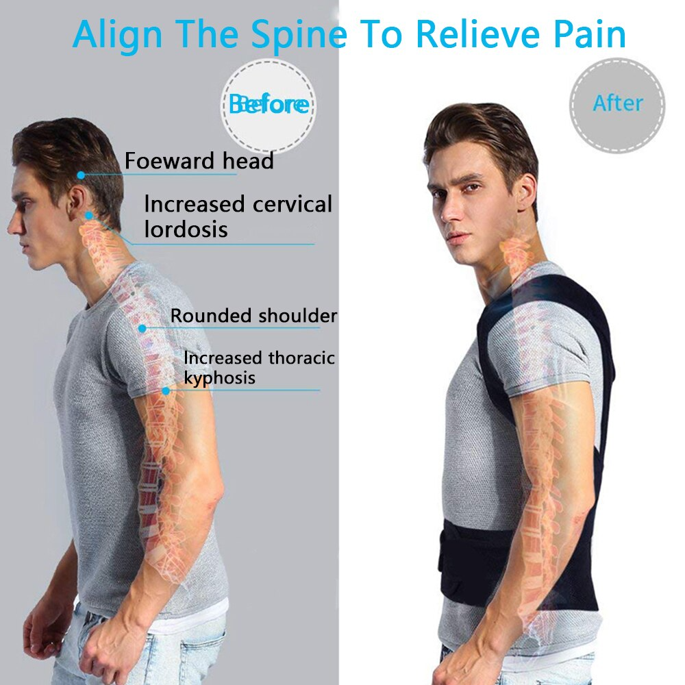 Adjustable Posture Corrector Low Back Support Shoulder Brace Belt For Puce Gaia