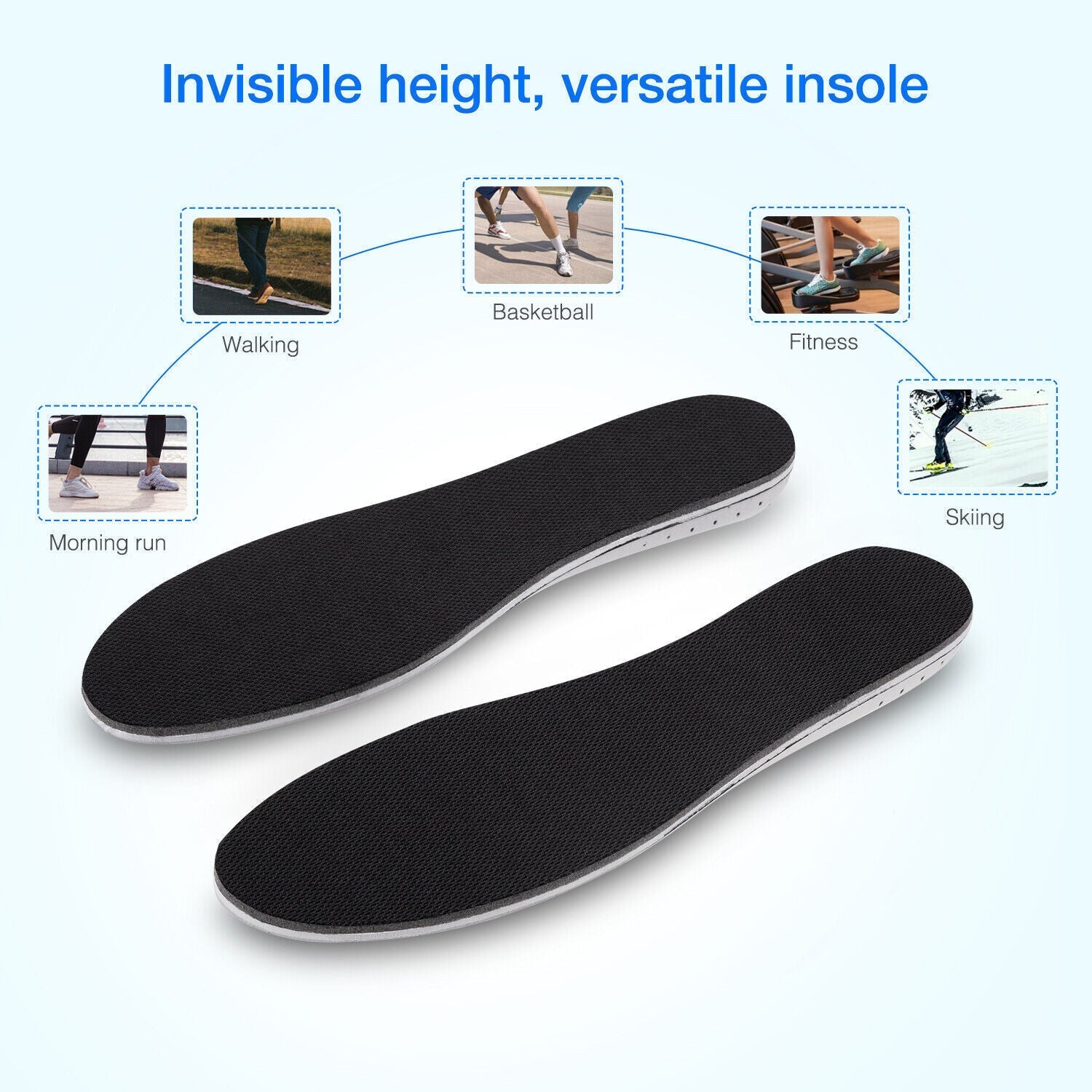 Men Women Invisible Height Increase Insoles Heel Lift Taller Shoe Puce Gaia