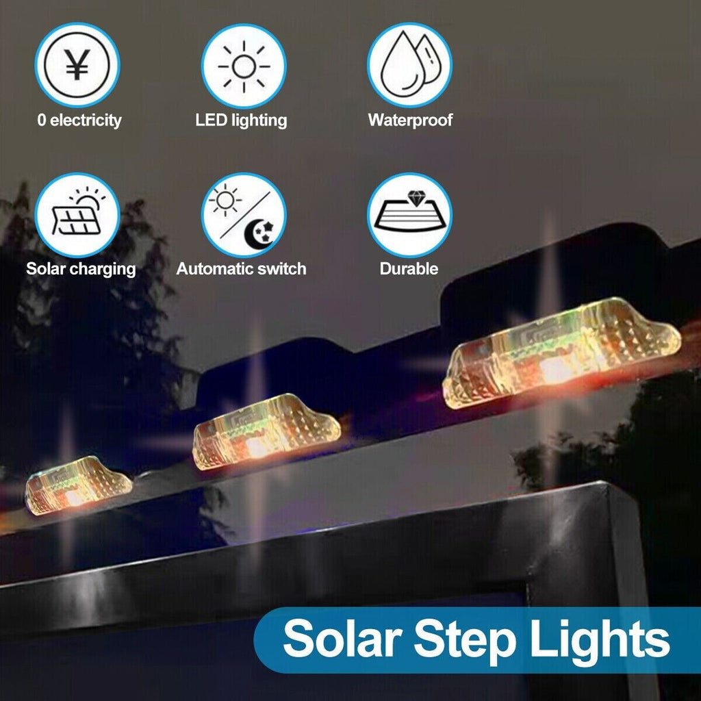 Solar Deck Lights Outdoor — 8-Pack Waterproof LED Step & Stair Lamps
