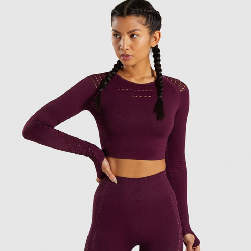 Schnelltrocknende nahtlose Yoga-Bekleidung – Sport-T-Shirt für Damen