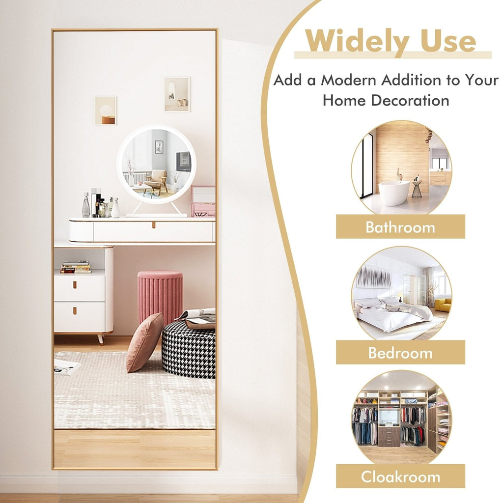 Espejo de cuerpo entero de 59 pulgadas, espejo rectangular grande para dormitorio - Dorado