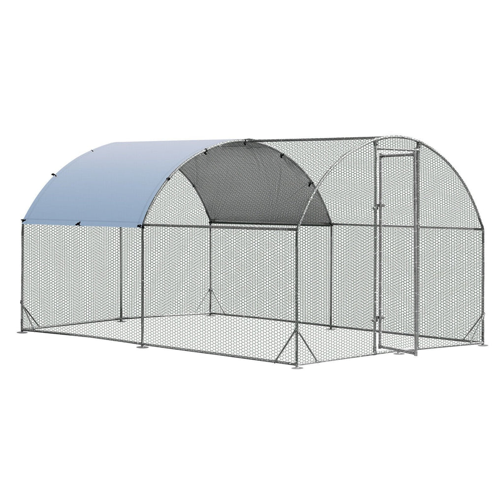 6,2 Fuß/12,5 Fuß/19 Fuß Großer Metall-Hühnerstall, Outdoor-Kuppelkäfig aus verzinktem Stahl mit Abdeckung - M