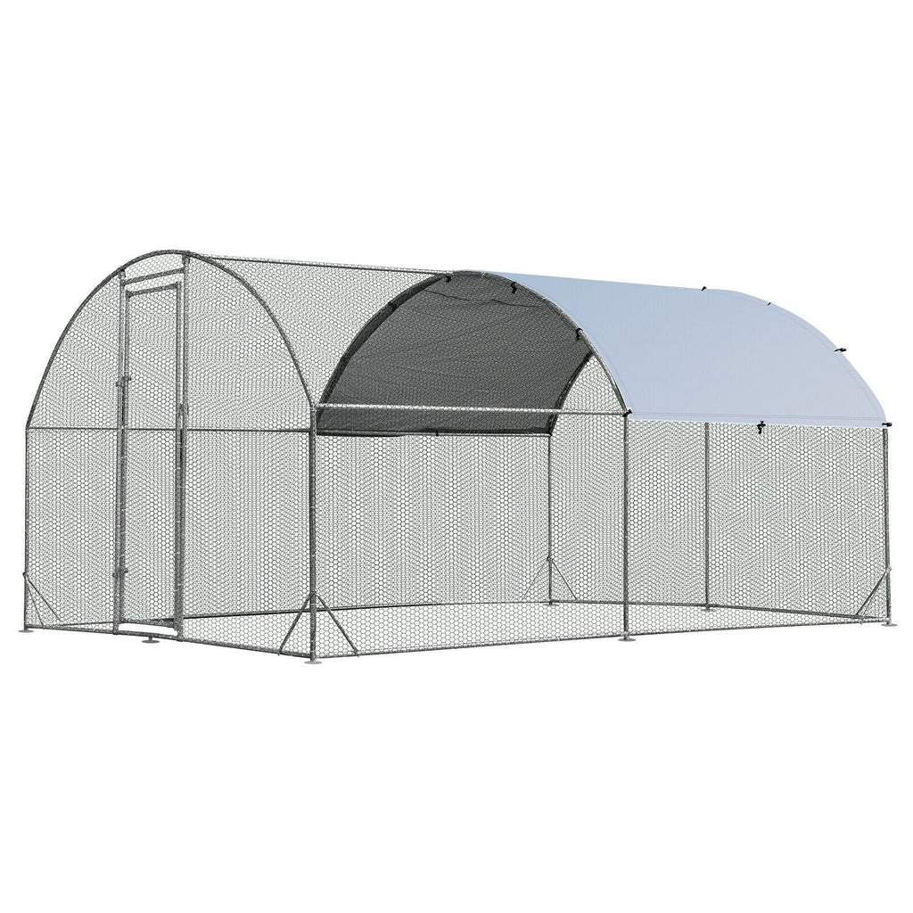 6,2 Fuß/12,5 Fuß/19 Fuß Großer Metall-Hühnerstall, Outdoor-Kuppelkäfig aus verzinktem Stahl mit Abdeckung - M