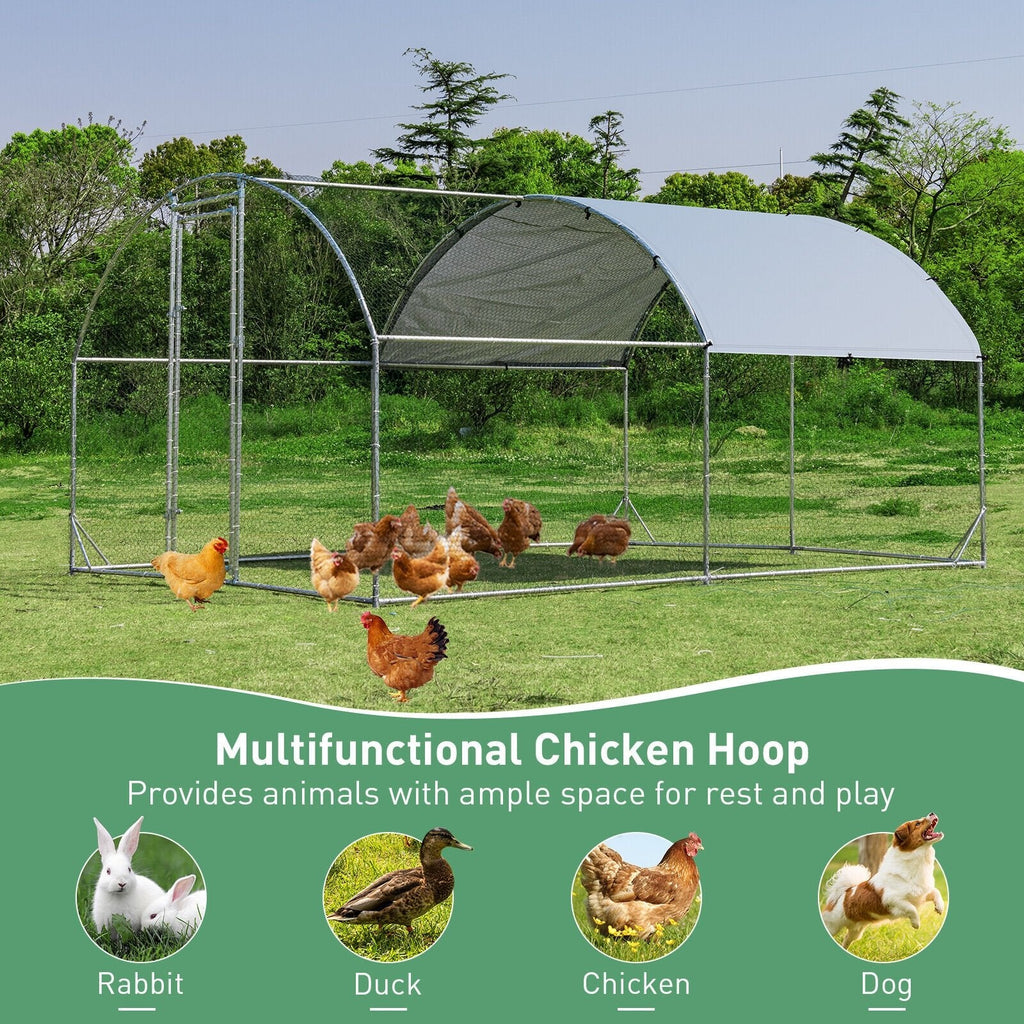6,2 Fuß/12,5 Fuß/19 Fuß Großer Metall-Hühnerstall, Outdoor-Kuppelkäfig aus verzinktem Stahl mit Abdeckung - M