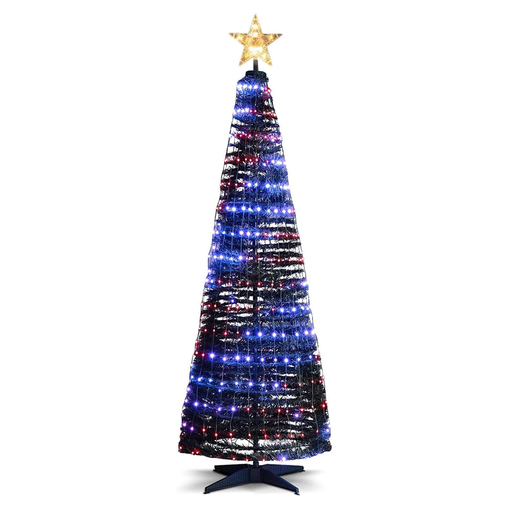 Sapin de Noël lumineux pop-up de 6,2 pi avec 282 DEL RVB, étoile au sommet et piquets de sol
