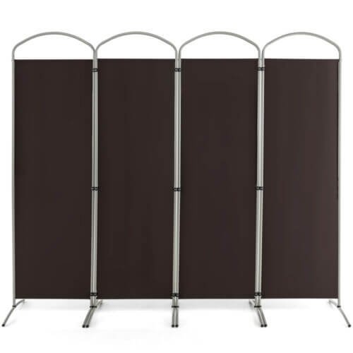 Séparateur de pièce pliable à 4 panneaux de 1,88 m pour bureau à domicile ou salon – marron