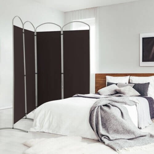Séparateur de pièce pliable à 4 panneaux de 1,88 m pour bureau à domicile ou salon – marron