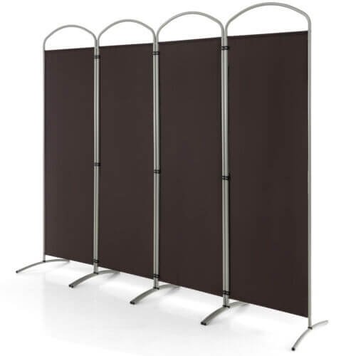 Séparateur de pièce pliable à 4 panneaux de 1,88 m pour bureau à domicile ou salon – marron