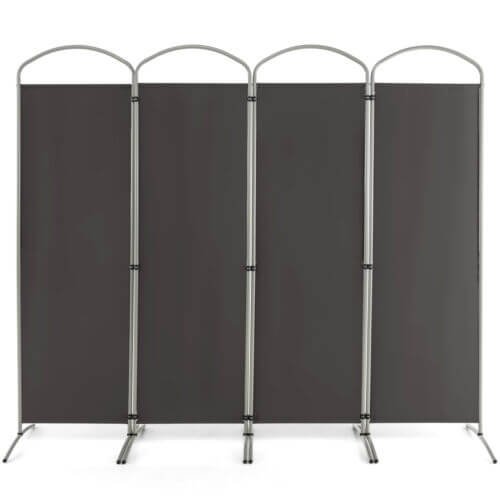 Séparateur de pièce pliable 4 panneaux de 1,9 m pour bureau, salon - Gris
