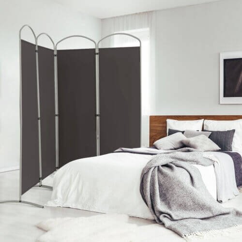 Séparateur de pièce pliable 4 panneaux de 1,9 m pour bureau, salon - Gris