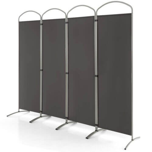 Séparateur de pièce pliable 4 panneaux de 1,9 m pour bureau, salon - Gris
