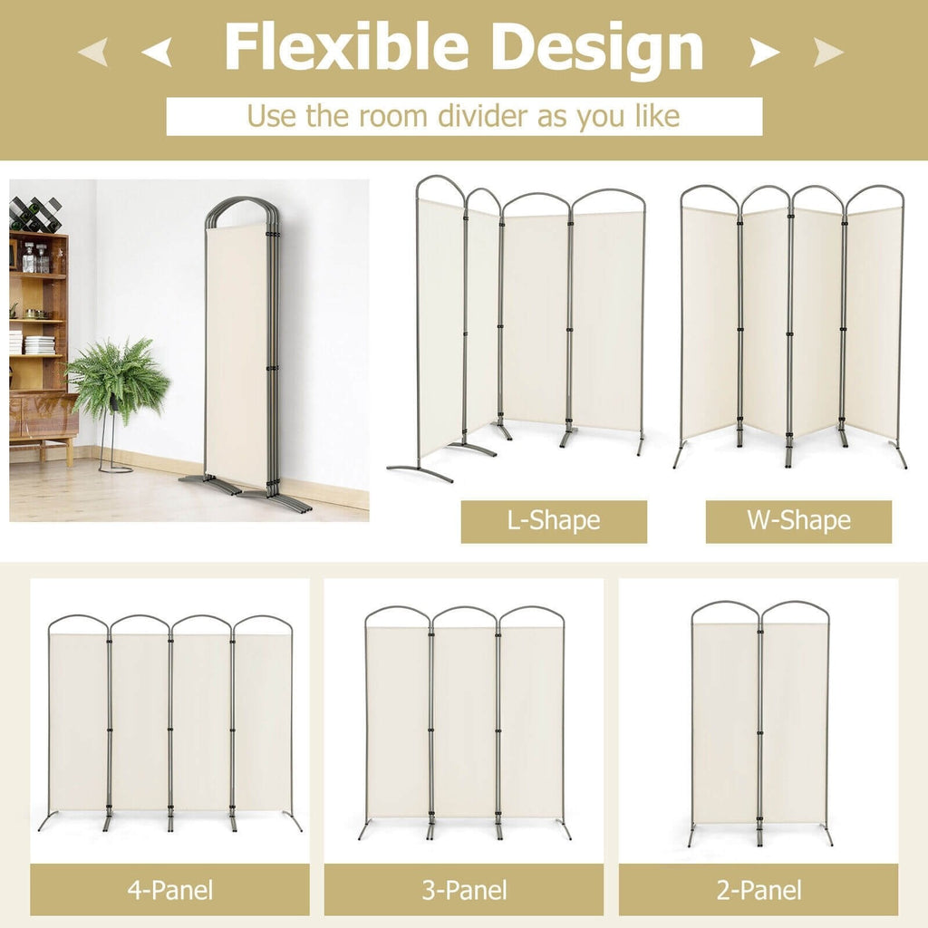 Divisor de ambientes plegable de 4 paneles de 6.2 pies para oficina en casa o sala de estar - Blanco