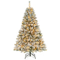 Árbol de Navidad nevado de 6 pies con estructura de montaje rápido de 3 minutos, 644 puntas y 300 luces LED blanco cálido