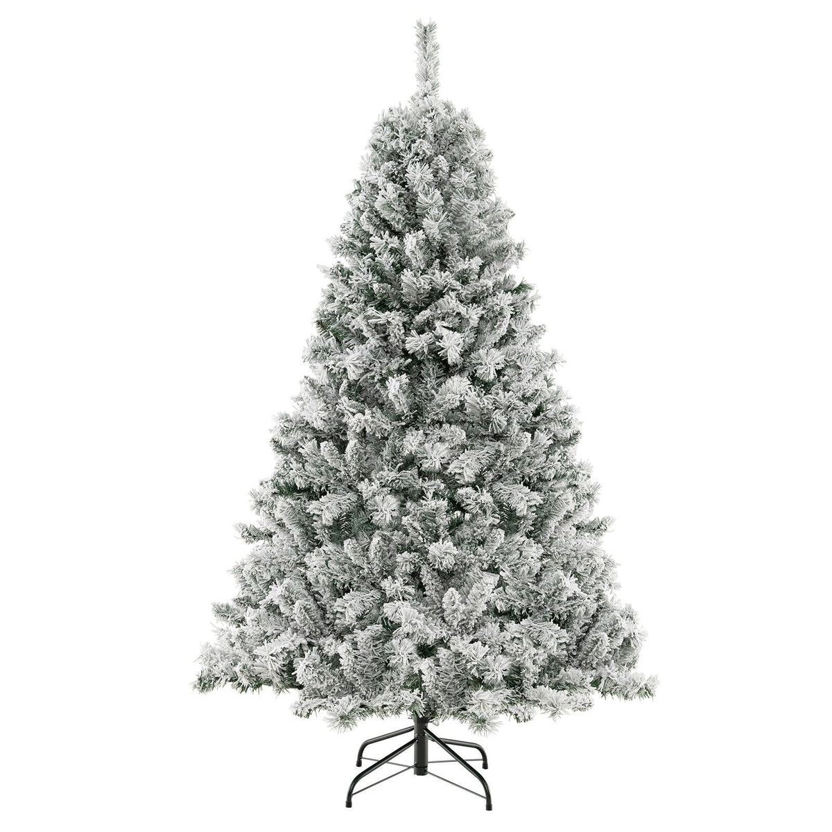 Árbol de Navidad nevado de 6 pies con estructura de montaje rápido de 3 minutos, 644 puntas y 300 luces LED blanco cálido