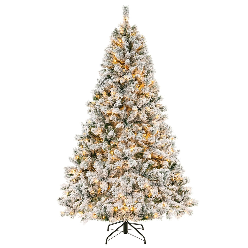 Sapin de Noël enneigé de 7 pi avec structure à mise en forme rapide en 3 minutes, 956 branches et 450 DEL blanc chaud