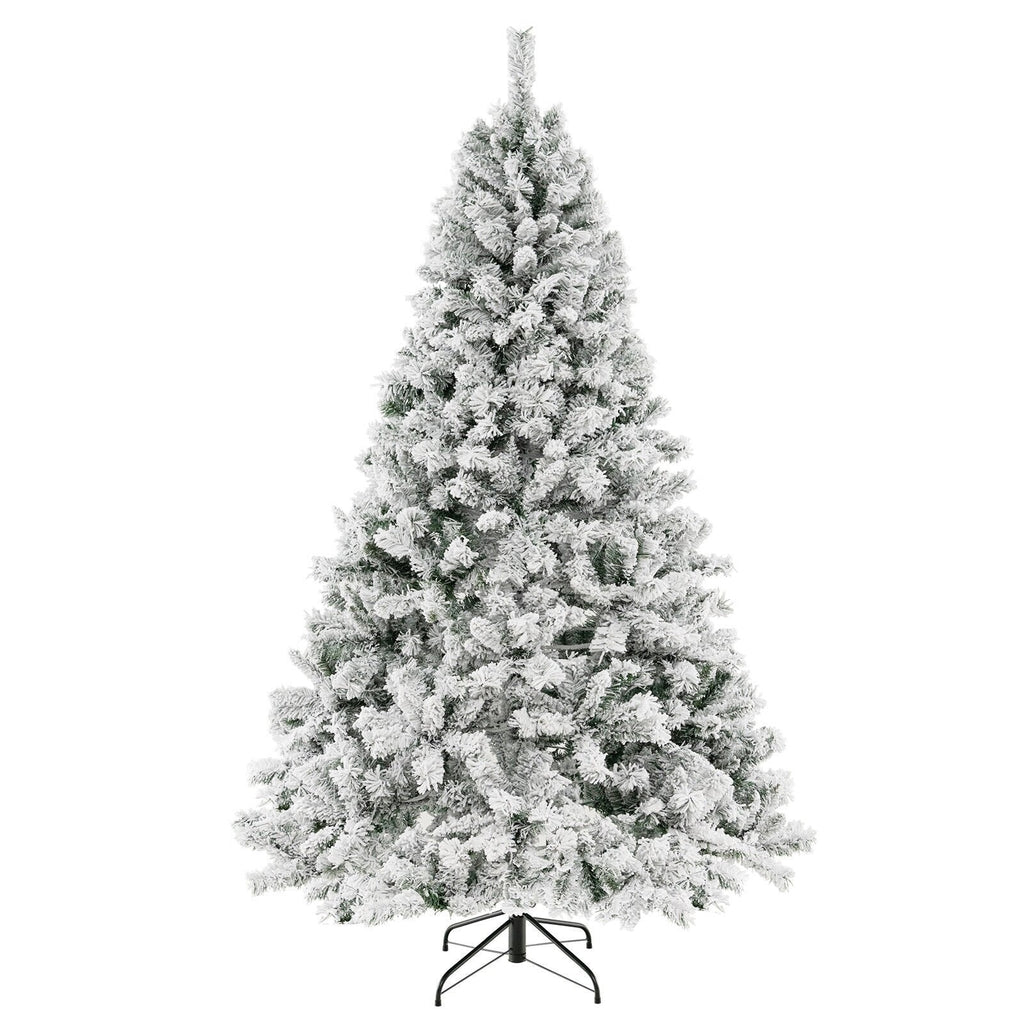 Sapin de Noël enneigé de 7 pi avec structure à mise en forme rapide en 3 minutes, 956 branches et 450 DEL blanc chaud