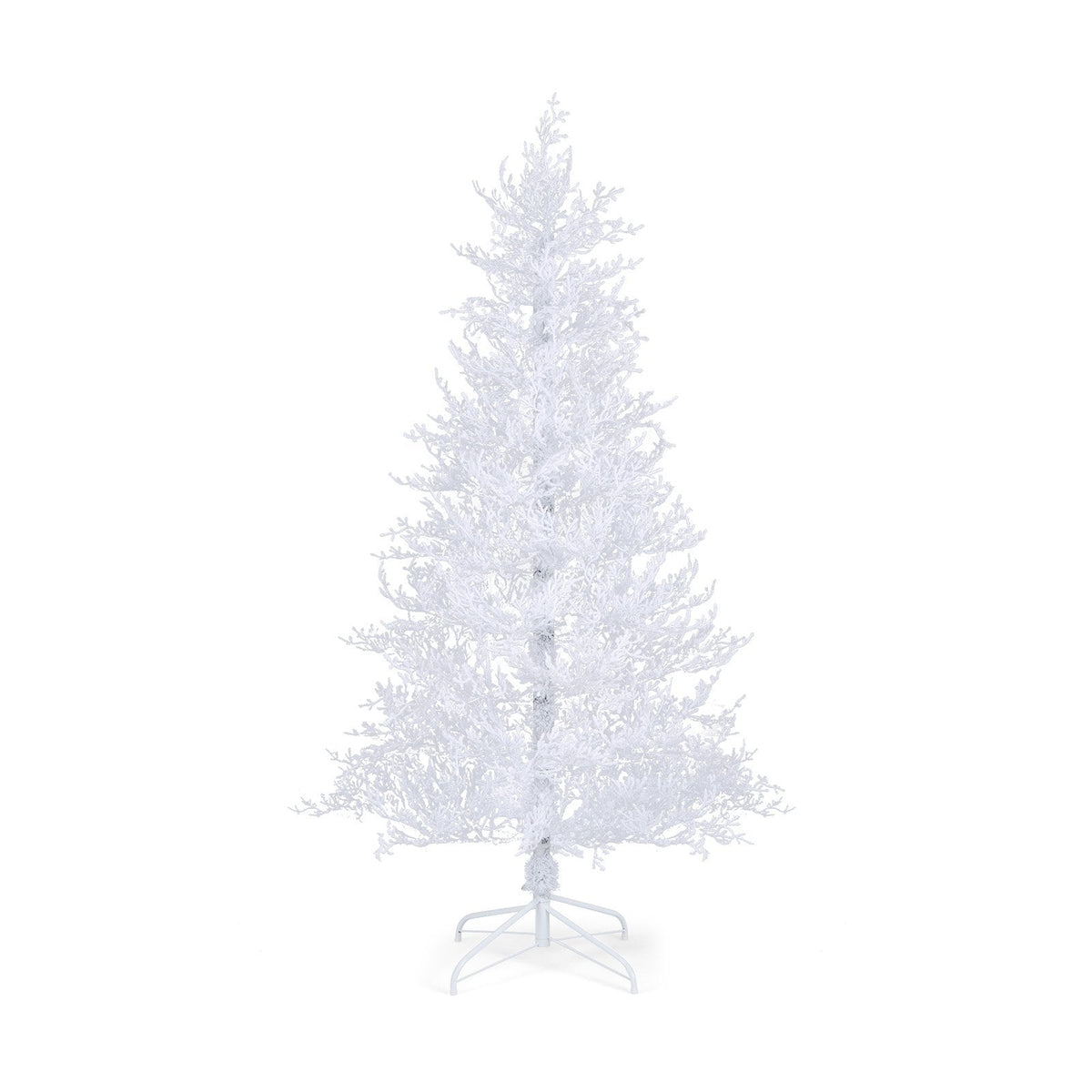 180 cm weißer, beflockter Weihnachtsbaum mit 383 weichen PE-Spitzen, 300 zweifarbigen LEDs und Timer