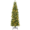 6 FT Pre-Lit Slim Christmas Tree with 648 PVC and PE Tips, 270 Colour LEDs and Foot Pedal Switch