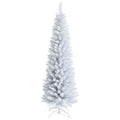 6 FT White Unlit Slim Pencil Christmas Tree with 340 PVC Needles and Metal Stand